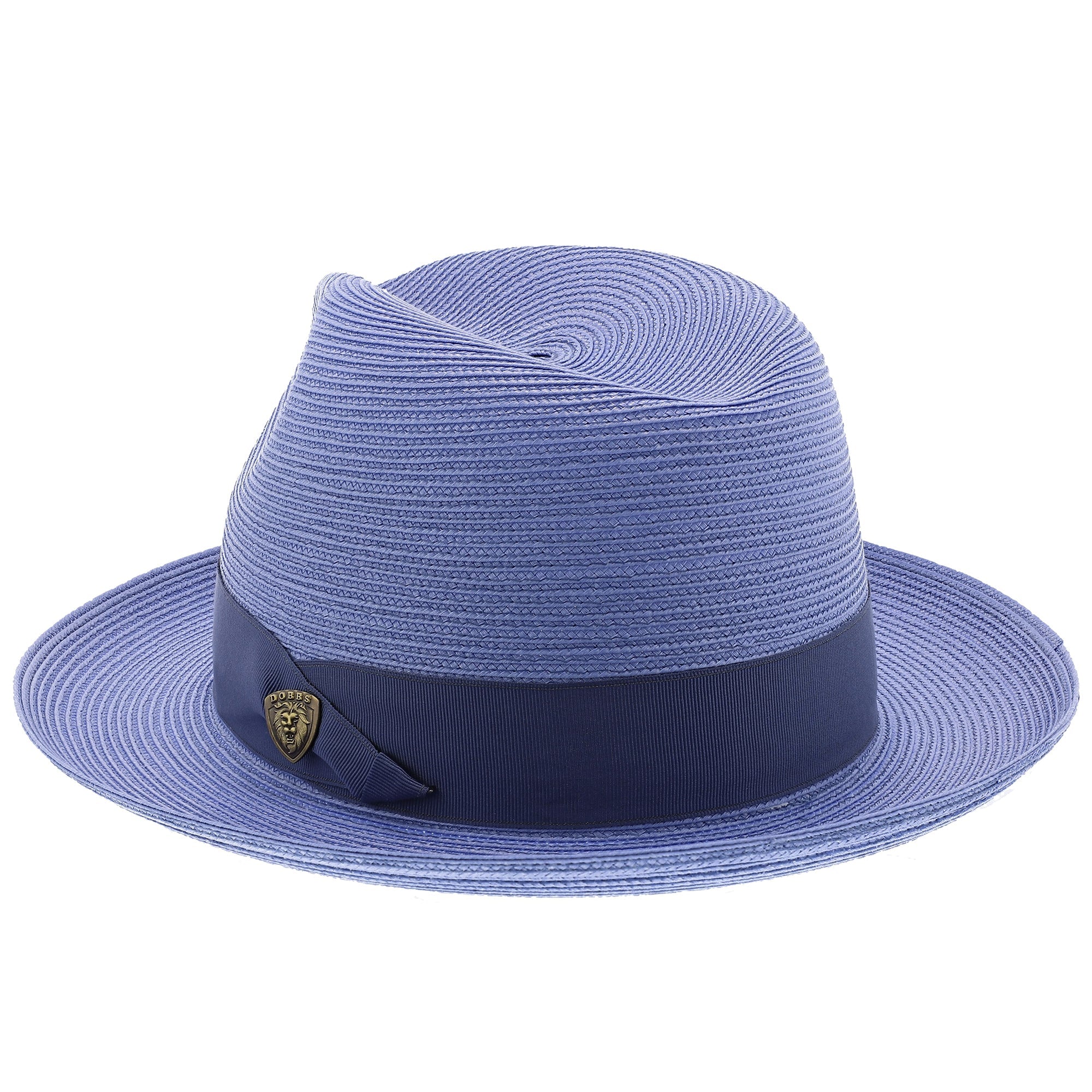 Classic Blue Straw Fedora Hat - Image 3