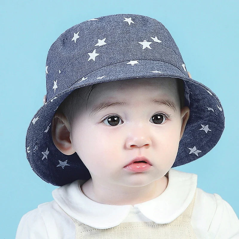 Cotton Cartoon Stars Printed Soft Baby Bucket Hat - Image 5