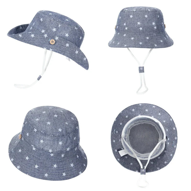 Cotton Cartoon Stars Printed Soft Baby Bucket Hat - Image 6