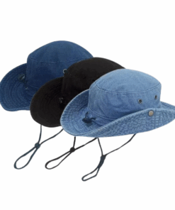Denim Cowboy Bucket Hat with String Sun Hat