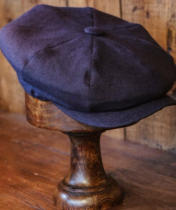 Eight Piece Linen Newsboy Cap-Deep Bule