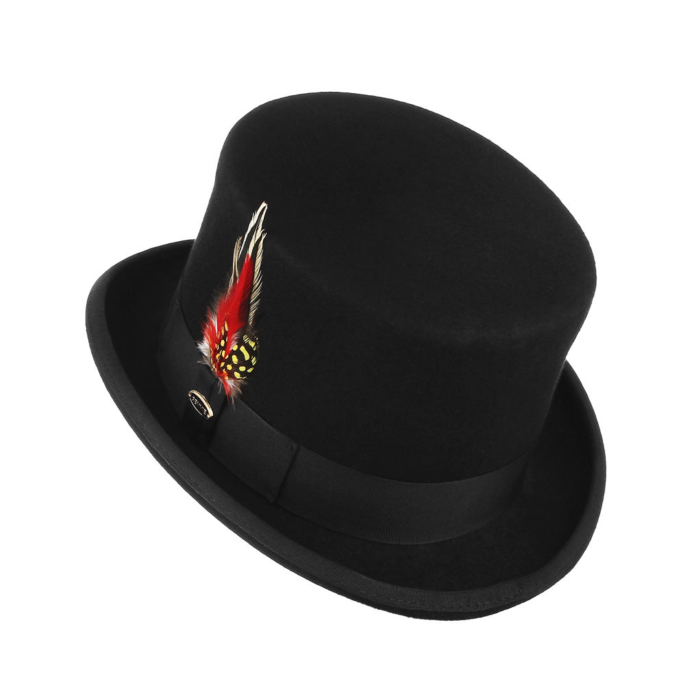 Feather Decorated Black Top Hat - Image 3