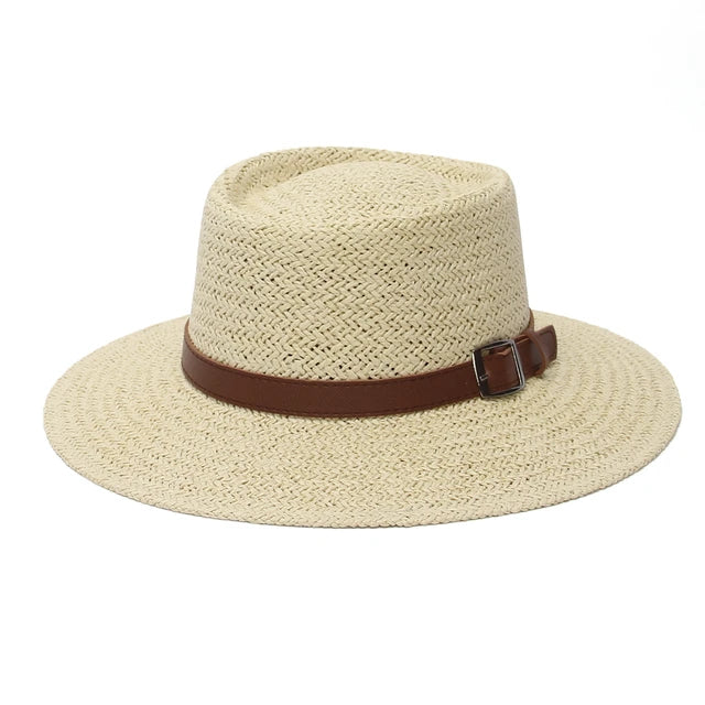 Ring Top Straw Hat Sun Protection Beach Hat with Flat Top Design - Image 8
