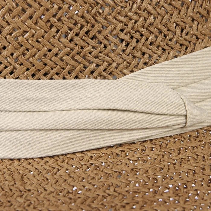 Ring Top Straw Hat Sun Protection Beach Hat with Flat Top Design - Image 5
