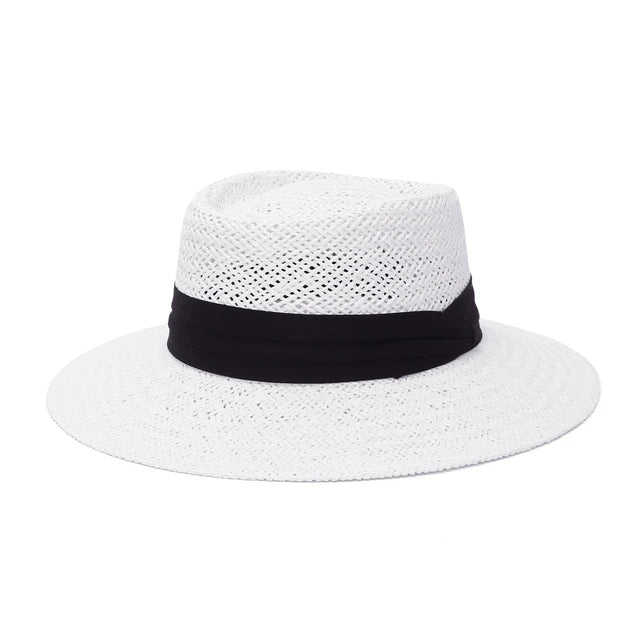Ring Top Straw Hat Sun Protection Beach Hat with Flat Top Design - Image 7