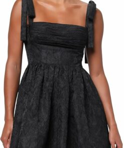 Black Tie Shoulder Mini Dress HI46
