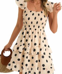 Casual Boho Smocked Ruffle Sun Beach Dress HI39