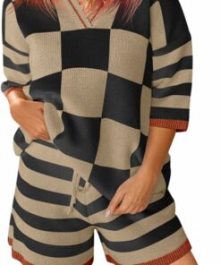 Color Block Outfits Sweater Sets HI6