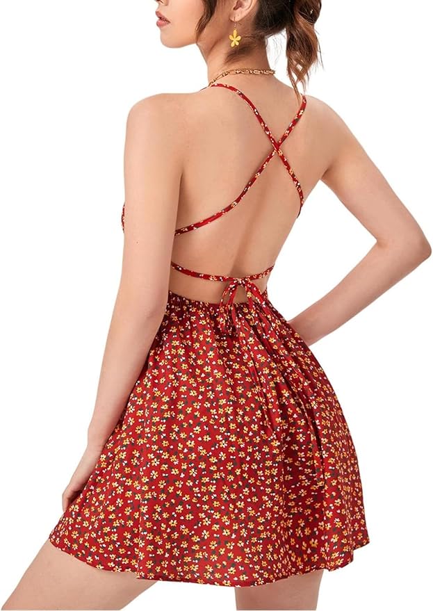 Red Multi Cami Mini Dress HI35