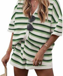 Women Crochet Striped Sets HI2