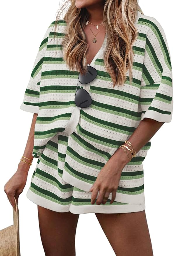 Women Crochet Striped Sets HI2