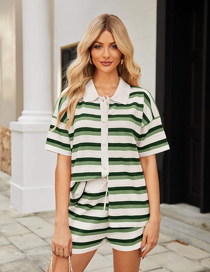 Women Crochet Striped Sets HI2 - Image 2